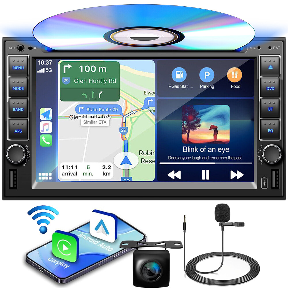 Car DVD Player For Carplay Android Auto Bluetooth Double Din