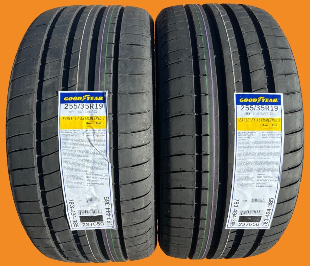 TWO NEW 255/35R19 Goodyear Eagle F1 Asymmetric 3 RunOnFlat ROF Run 