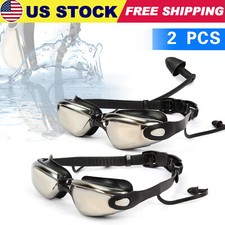 2X Swimming Goggles Adjustable Anti-Fog UV Protected Clear Swim Glasses Adult
