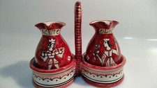 VINTAGE ITALIA volpi DERUTA POTTERY OLIO OLIO E  ACETO CRUET SET