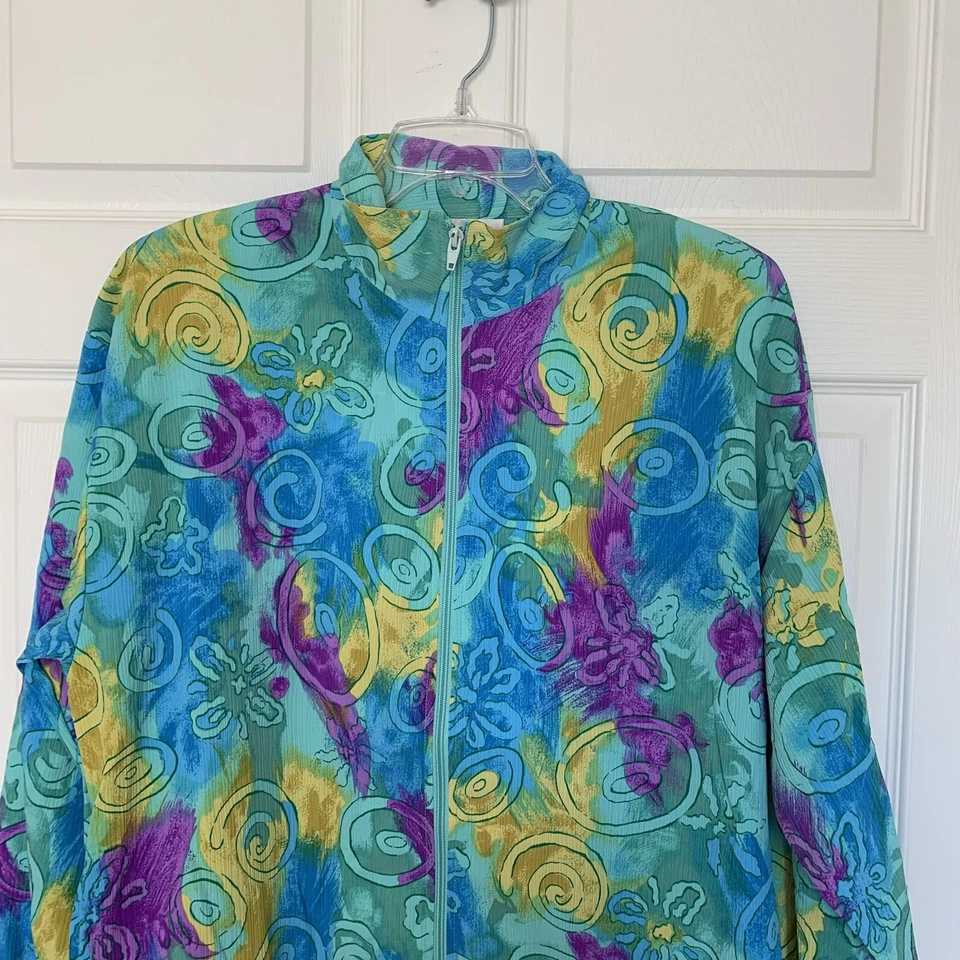 Chaqueta cortavientos Erin London vintage colorida años 80’s para mujer talla grande nueva Foto 2 de 4