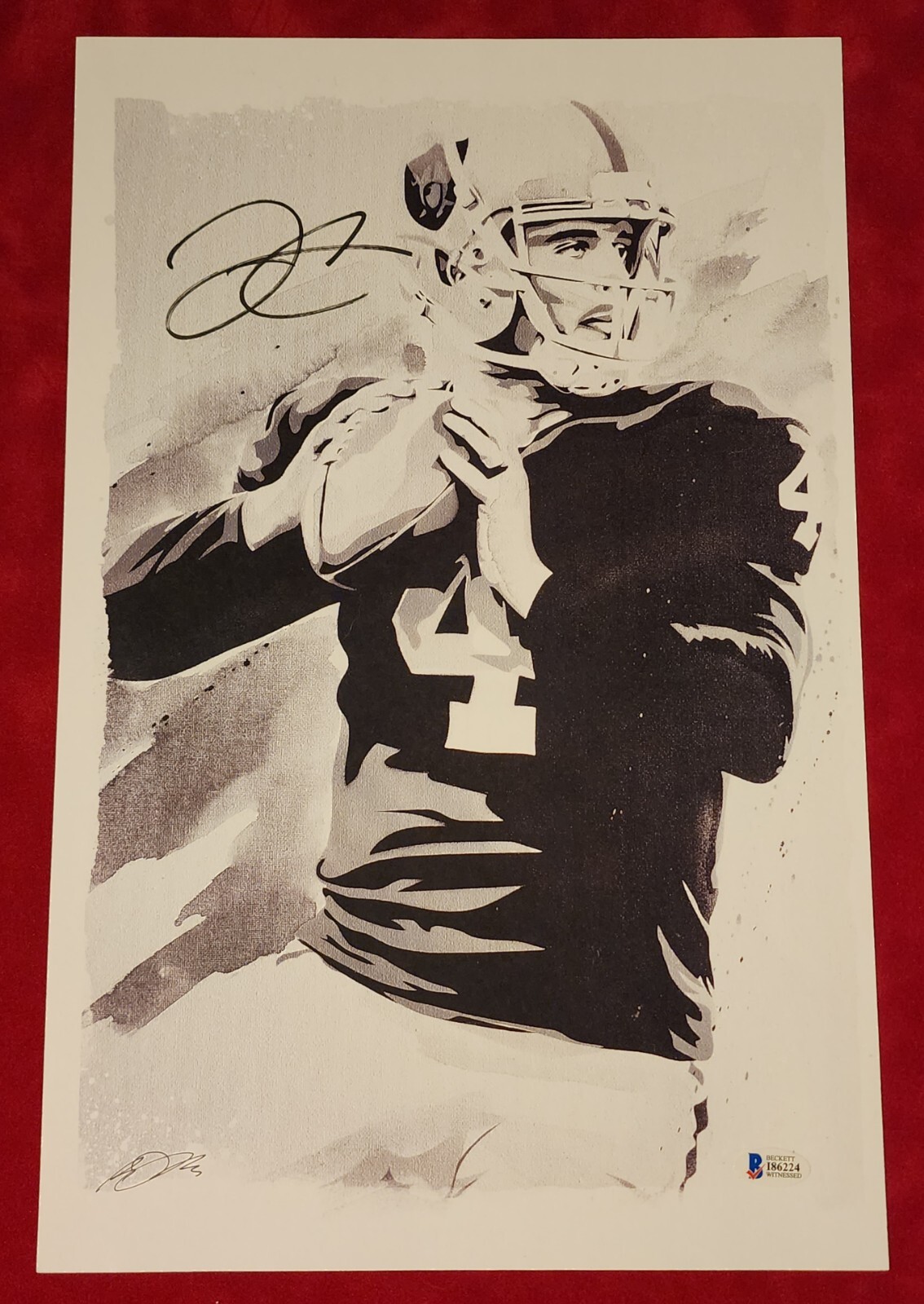 Derek Carr Autographed Signed Oakland Raiders * 11x17 Lithograph w/Beckett COA 