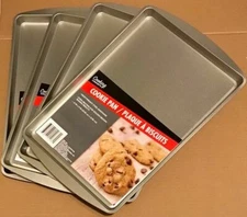 4 Cookie Steel Pan Sheet 9"x13" Bake ware Baking Kitchen Plaque A Biscuits