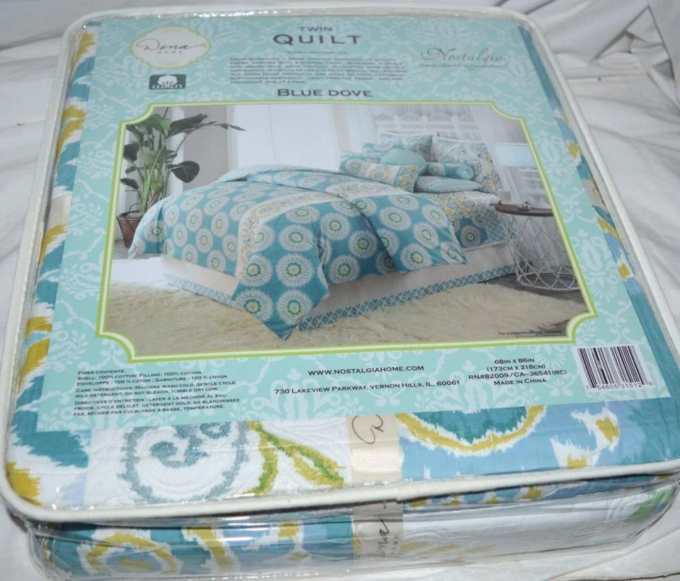 DENA HOME Medalhão Pomba Azul COLCHA DUPLA NOVA ALGODÃO DE PRIMEIRA QUALIDADE - Imagem 2 de 4