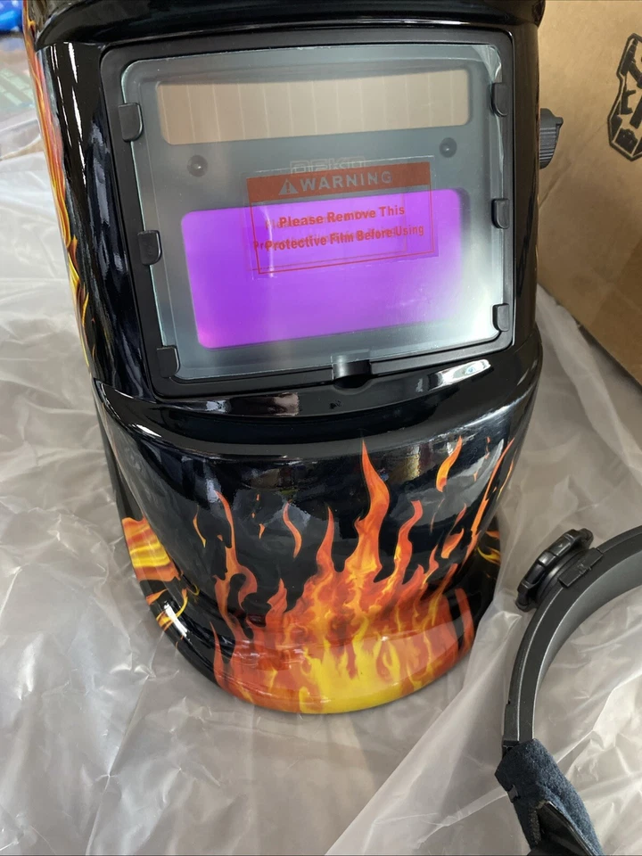Casco de soldadura de oscurecimiento automático alimentado por energía solar DEKOPRO todo certificado en llamas/aq Foto 2 de 4