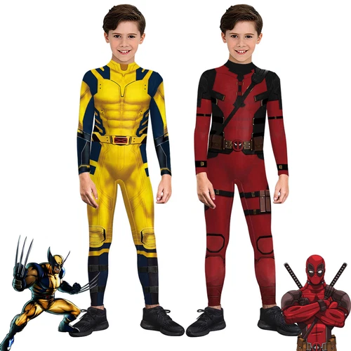 Erwachsene Kinder Wolverine Deadpool Kostüm Superheld Cosplay Overall Halloween Party - Bild 2 von 15