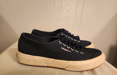 Superga Classic Unisex Lace Up Sneaker Shoe Navy White W 9.5/M 8  #19