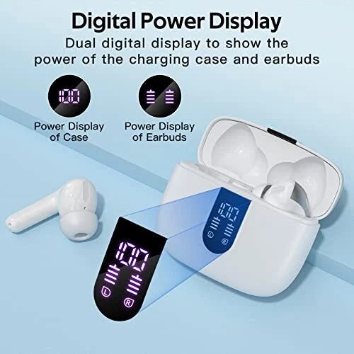 Bluetooth Headphones Wireless Earbuds 60H Playback LED Power Display Earphones - Picture 3 of 7
