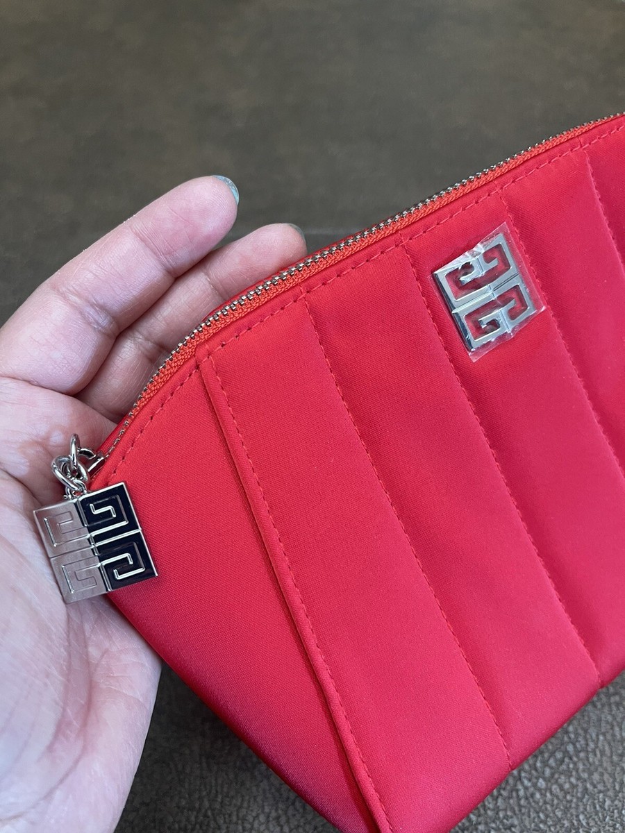 Givenchy Iconic Lipstick Red Pouch Clutch Quilted-Look Cosmetic