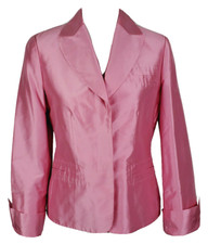 VTG CARLISLE Women 4 Pink 100 Shantung Silk Lined 3-Button Career Blazer Jacket