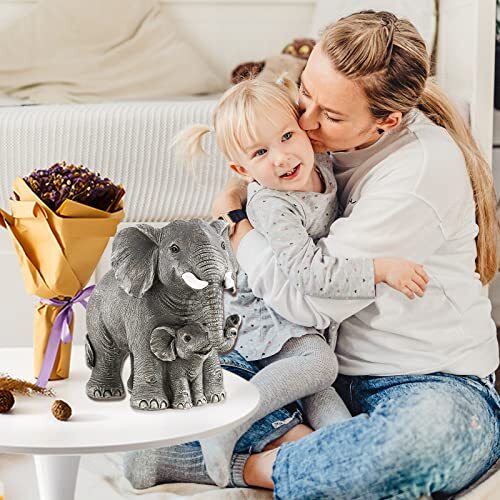 Elephant Statue - Elephant Decor - Mom Gifts - Brown Father and Child Elephant - Bild 4 von 8