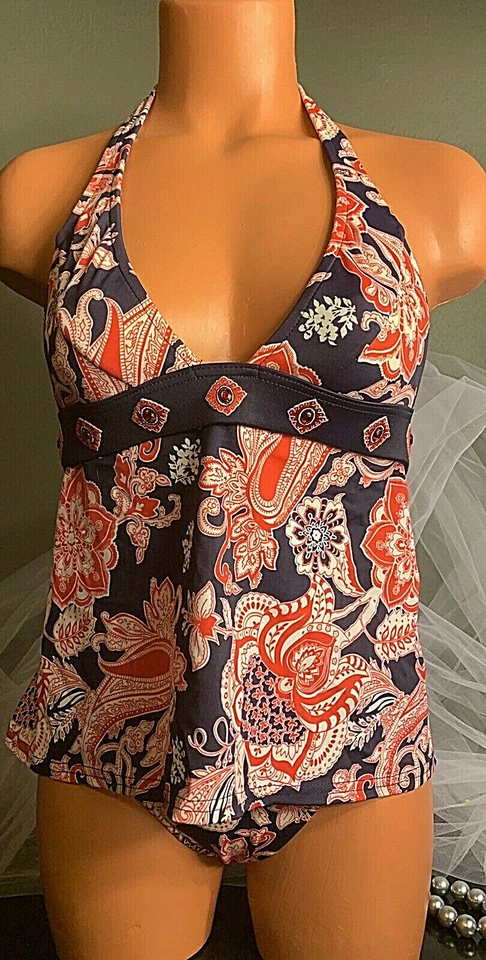 Venus Paisley Traje de Baño Tankini Gancho Cubierta Rubí Joya Bling Bikini Conjunto Lote 4 S Foto 3 de 4