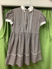 Vintage Estate Sale Find “CHILDS DRESS” BROWN AND OFF WHITE SIZE 6X