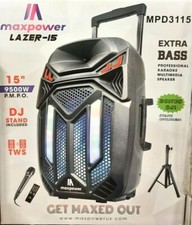 Maxpower MPD3115-LAZER 15 - SINGLE 15" Karaoke combo speaker with DJ Stand, Mic