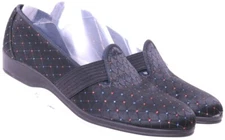 Daniel Green 0400621 Black Red Blue Dots Slip-On satin Flats Shoes Women's US 7
