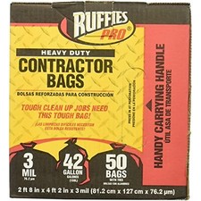 BERRY PLASTICS 1190274 Black Contractor Bag 50 Pack 