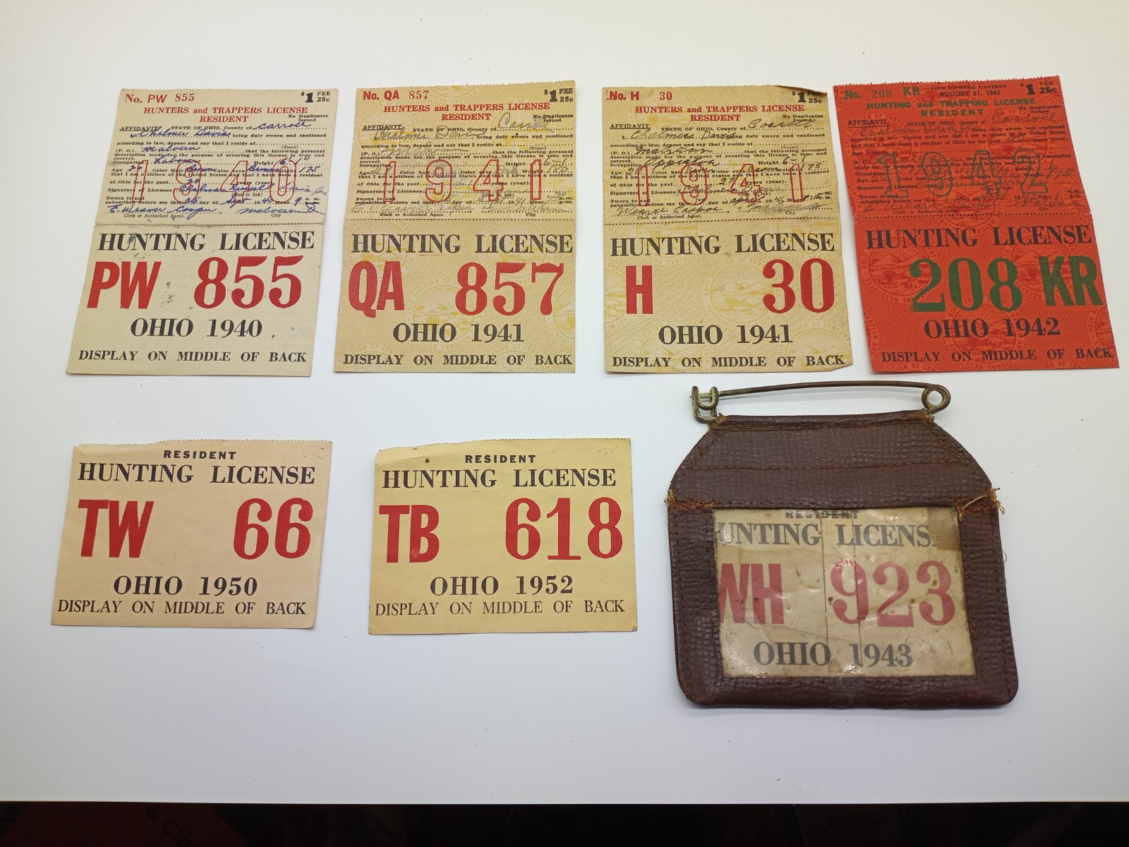 Vintage Lot Of Ohio Hunting And Trapping License 1940, 41, 42, 43, 50, 52 eBay