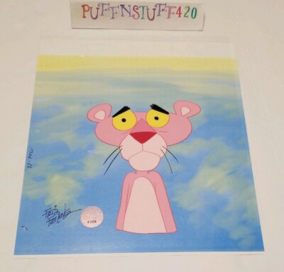 Friz Freleng Signed Pink Panther Original Hand Painted Animation Prod Cel w/COA