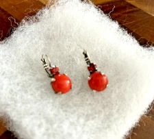 Mariana Earrings Fashionable Round Drop Orange Austrian Crystal Rhodium Plated