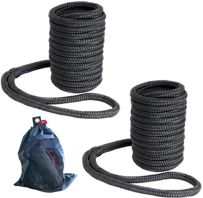 Young Marine Double Braided Nylon Dock Lines Rope, 3/8 Inch x 15FT Dock Line wit