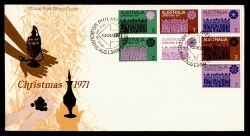 DR WHO 1971 AUSTRALIA FDC CHRISTMAS CACHET BLOCK M71799