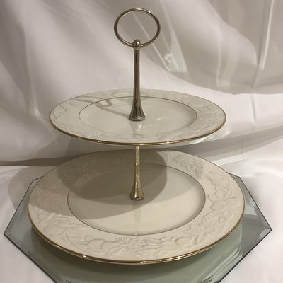Lenox FRUITS OF LIFE 2 - Tier Cake Appetizer Dessert Stand