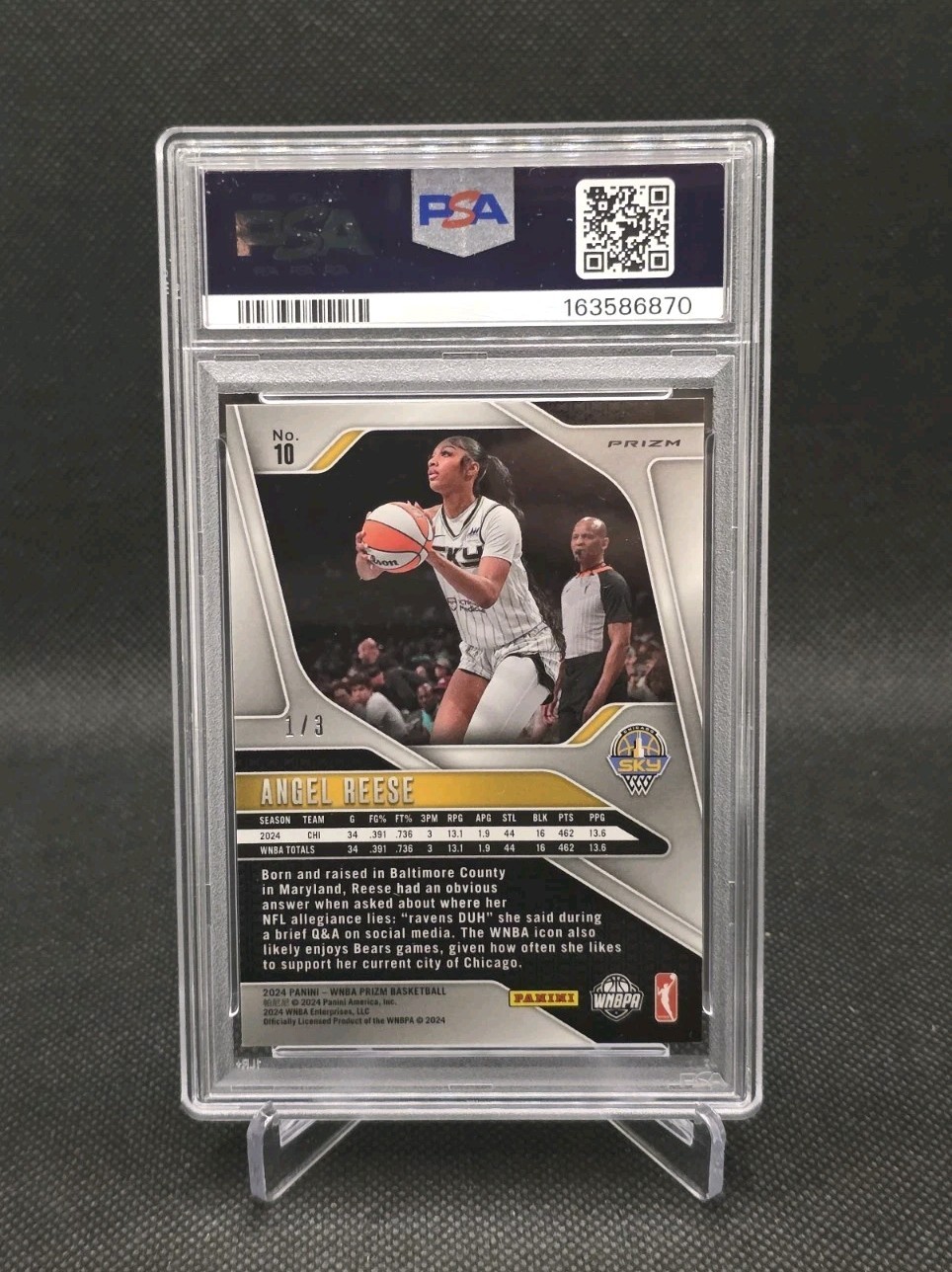 2024 Panini Prizm WNBA #10 Angel Reese RC Mosaic Prizm 1/3 Rookie PSA 9 Mint view 2