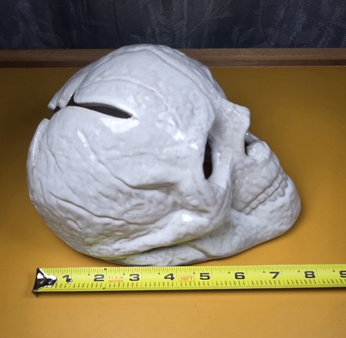 Grande Teschio Fossa del Fuoco in Ceramica 9", Gas Ignifugo Halloween Camino Arte Decorazione NUOVO - Foto 5 di 5