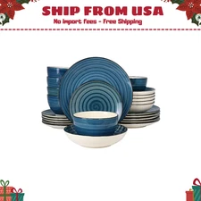 Blue Gia Stoneware 24-pc. Dinnerware Set - FREE SHIPPING
