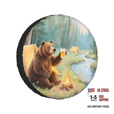 RV Spare Tire Cover for 15 inch Tire Diameter 70-75cm/27.5-29.5in Camper Bear