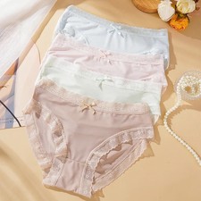 3 Pc Low Waist Lace Panties Quick Drying Briefs Women Seamless Underwear