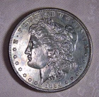 1884 Morgan Silver Dollar, Struck Through, Error