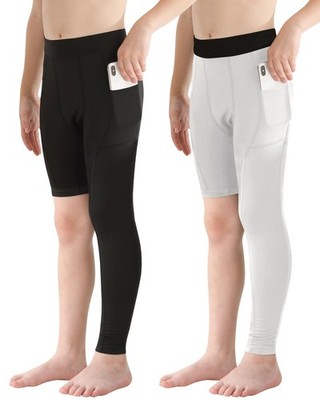 Hotfiary Youth Boys One Leg Compression Pants for Basketball Long Leggings Sp...