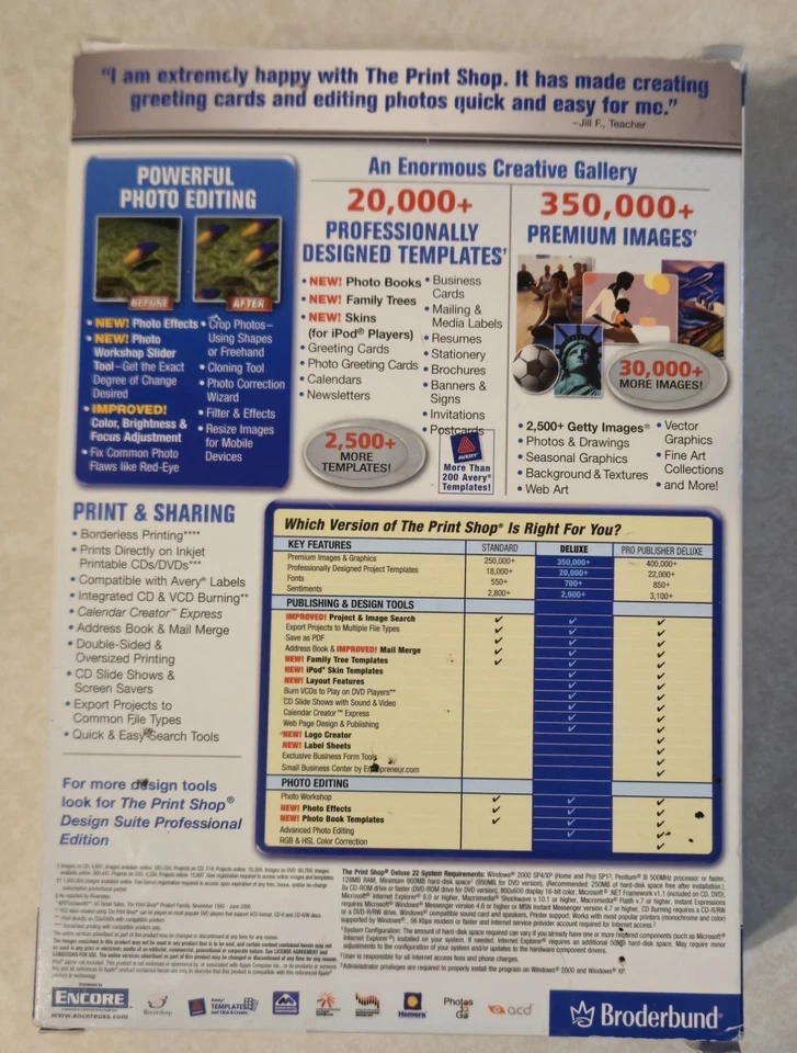 Print Shop Deluxe v22 4 CD Set Box Manual Version 22 Windows XP/2000 Complete VG - Image 4 of 4