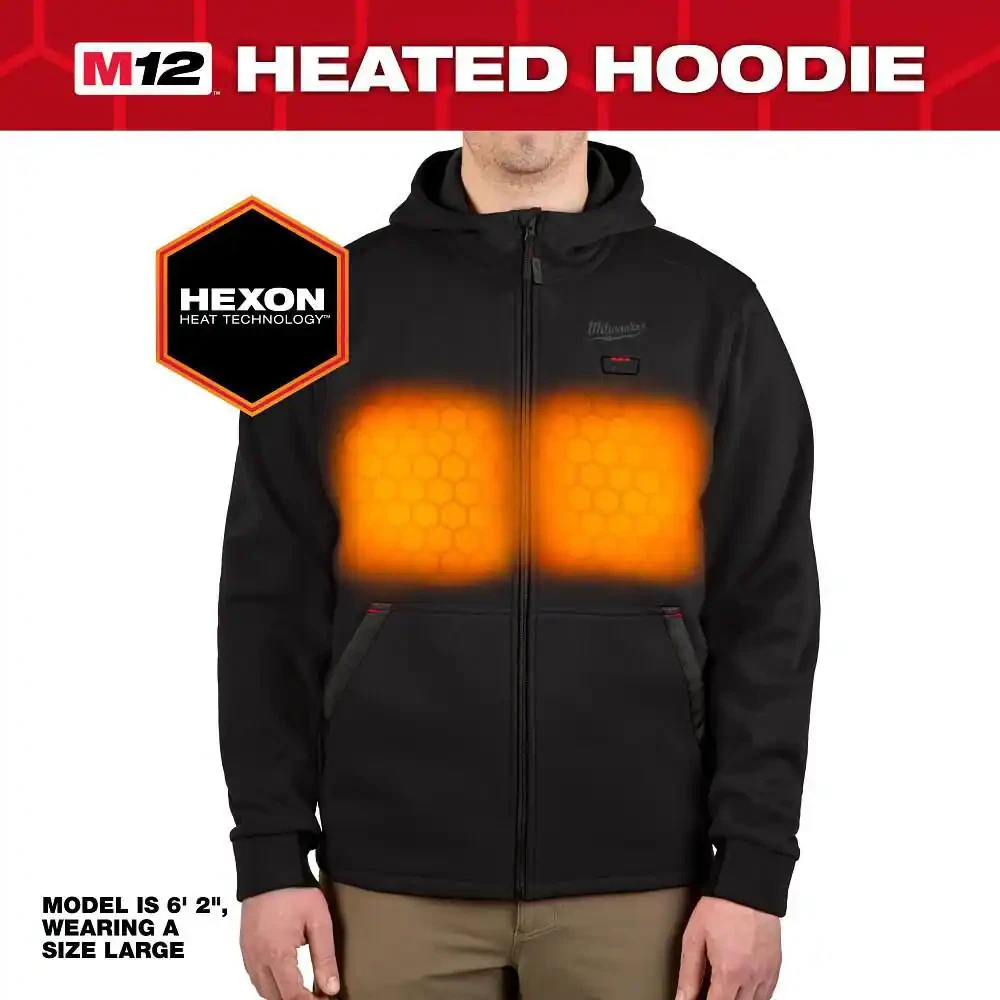 Men'S X-Large M12 12-Volt Lithium-Ion Cordless Black Heated Jacket Hoodie Kit