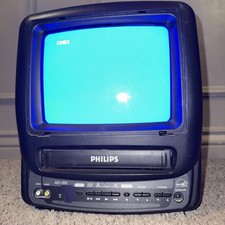 Philips CCB092AT02 2000 9" Color Retro Gaming CRT TV VCR Combo TESTED WORKS