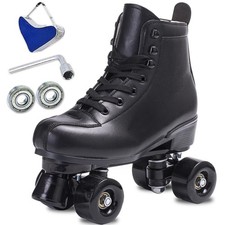 Skates Women's Men's High Top Black PU Leather Classic Double Row Adjustable ...