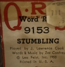 QRS player piano Word roll 9153 stumbling