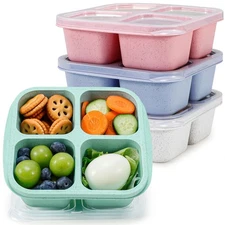 Caperci 4 Pack Bento Snack Boxes Lunchable Containers for Kids & Adults Wheat...