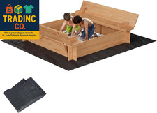 Kids Wooden Sandbox with Lid, Uv-Resistant Adjustable Roof Foldable Bench Seat