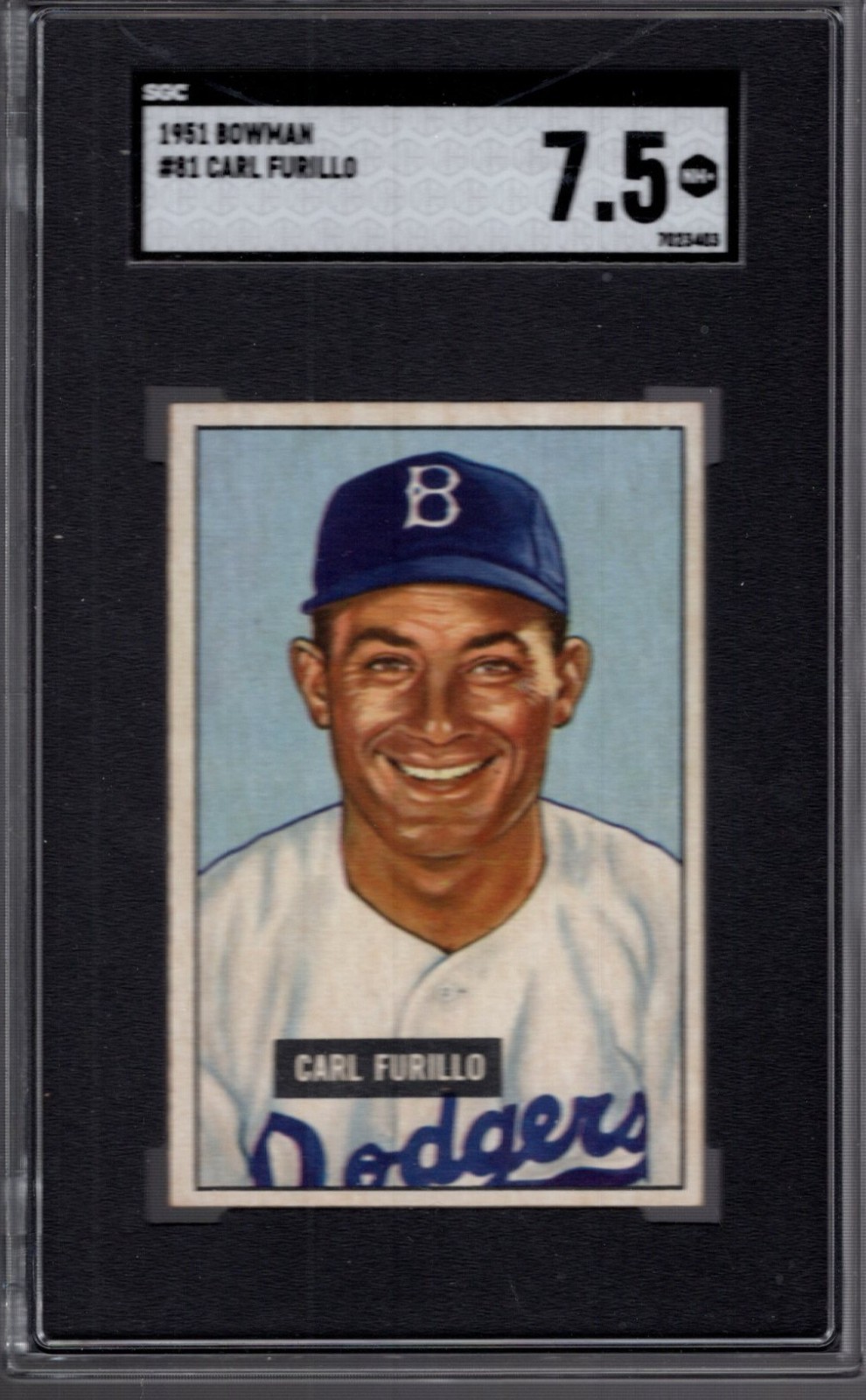 1951 Bowman Baseball #81 CARL FURILLO SGC 7.5 NM+ Brooklyn DODGERS