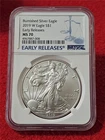 2019-W Silver Eagle Dollar ASE NGC MS 70 BURNISHED   EARLY RELEASES   #T1261