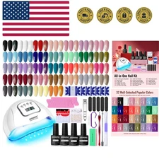 Gel Nail Polish Kit with U V Light 32 Colors Gel Polish Nail + 4 Functional A...