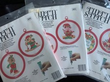 Lot of 3 Vintage Christmas Ornament Embroidery Kits Tint 'N Stitch Studio 12