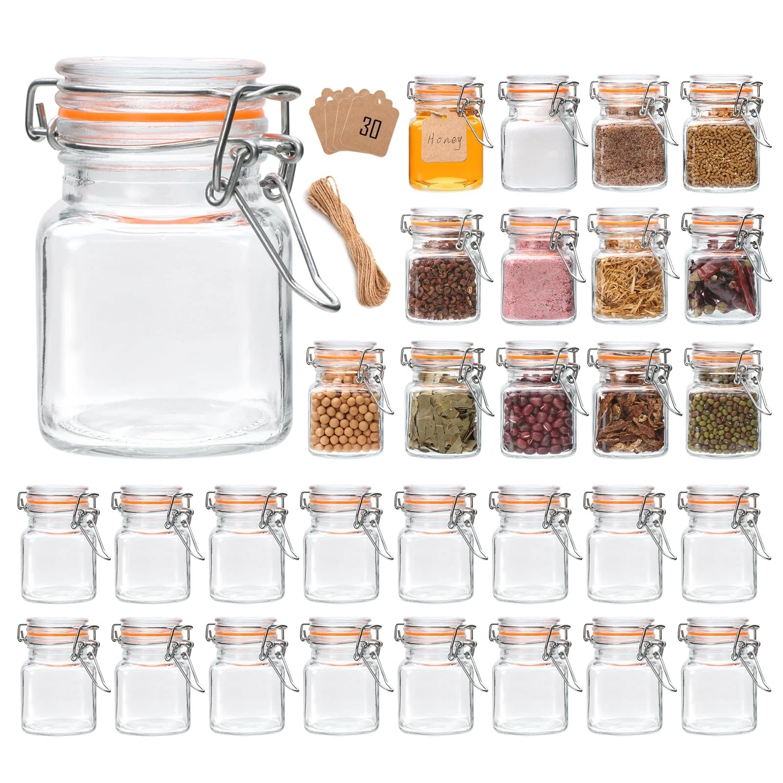 Encheng 4 oz Glass Jars With Airtight Lids And Leak 4 oz, 3" x 2", Orange