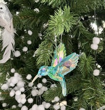 Gisela Graham Blue Hummingbird Hanging Blue Bird Christmas Tree Decoration