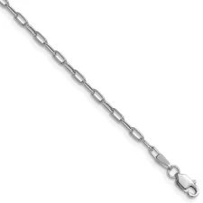 14k White Gold 2.2mm Semi-Solid Beveled Paperclip Chain Necklace