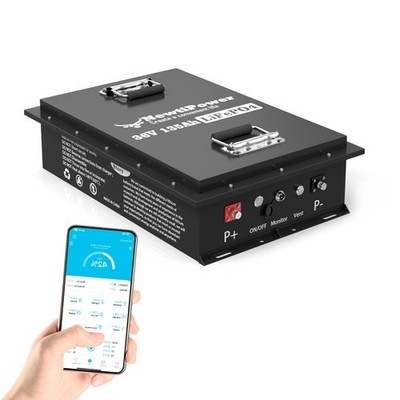 36V 135Ah LiFePO4 Lithium Golf Cart Battery Metal Case UV Solar Off-Grid Boat