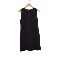 Quince Women Fluid Crepe Sleeveless Shift Dress Black S