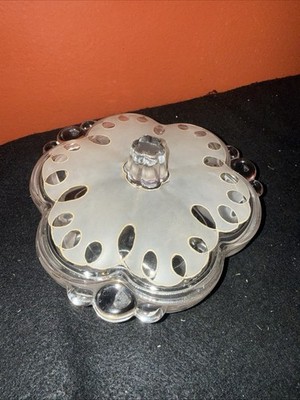 Duncan Miller First Love 3-Part Covered Frosted Crysta Candy Dish~Prod 1935-1955